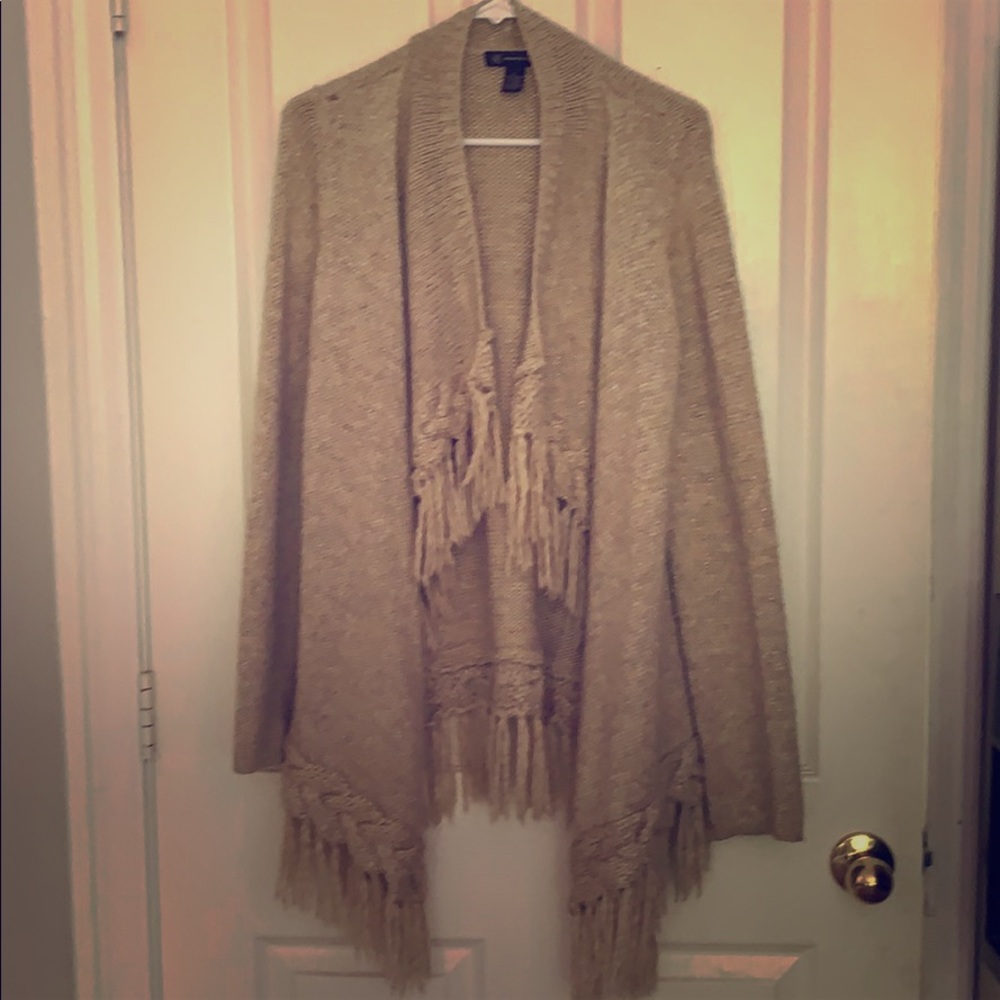 I.N.C. Fringe-Trim Draped Cardigan